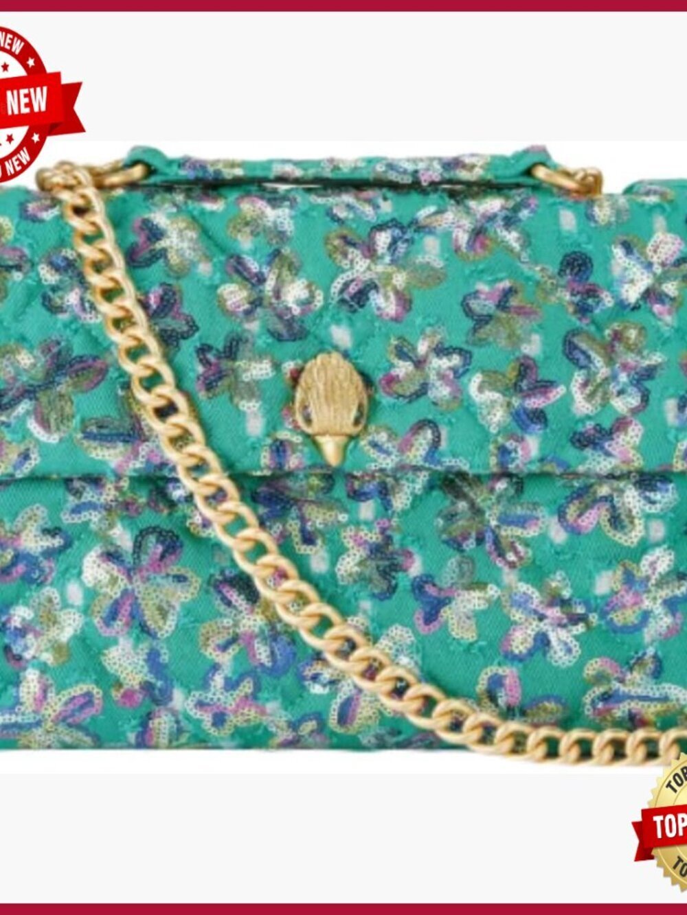 Large Sequin Quilted Convertible Shoulder Bag with Chain Strap